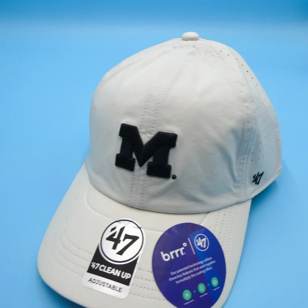 '47 Brand Hat Mens One Size Clean Up Michigan Wolverines White Cooling Cap Sport